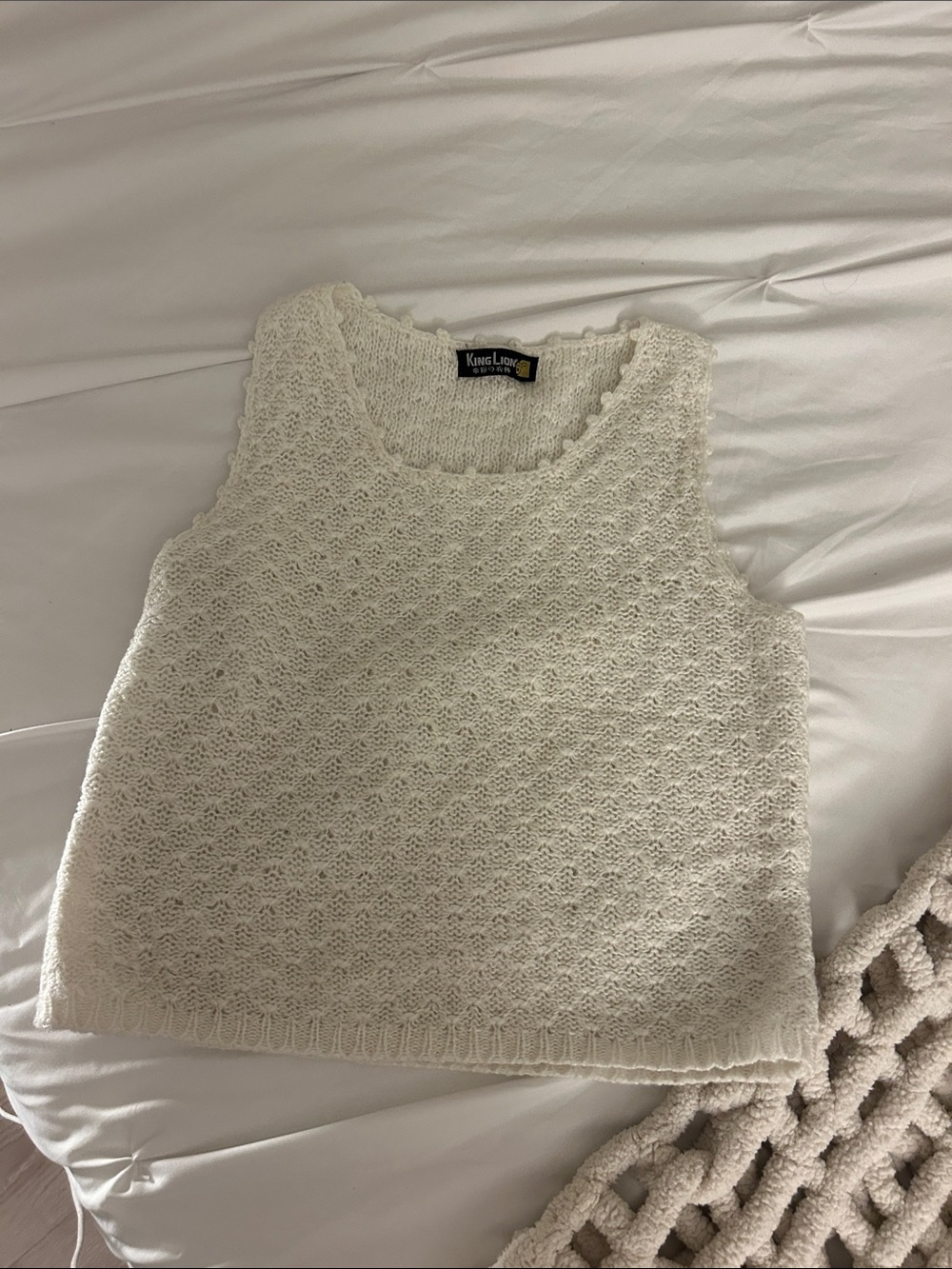 Cream Knit Sleeveless Top
